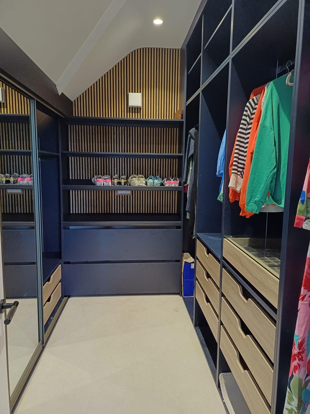Narrow Rib Acoustic Panel in Walk in Wardrobe